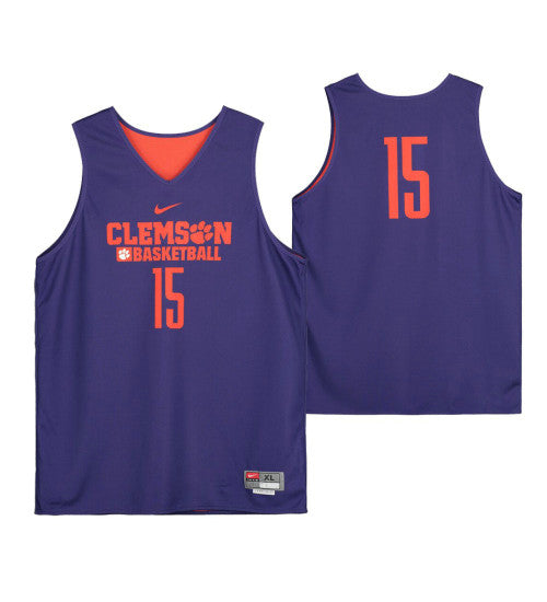 Clemson Tigers Purple Team Issued 15 College Basketball Jersey From The Basketball Program stitched basketball jersey for