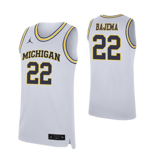 Cole Bajema College Basketball Jersey White Michigan Wolverines stitched basketball jersey for game day fanwear