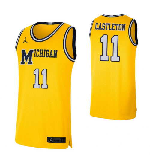 Michigan Wolverines 11 Colin Castleton Maize College Basketball Jersey | Stitched Jersey RTJS 8645