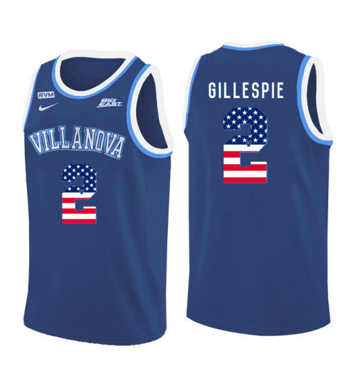 Villanova Wildcats Collin Gillespie 11173 #2 Blue stitched throwback college basketball jersey