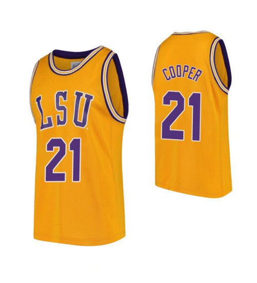 Lsu Tigers Courtese Cooper College Basketball Jersey Gold stitched retro jersey
