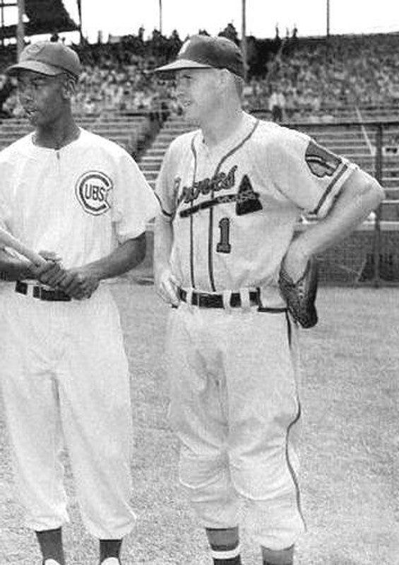 Del Crandall Milwaukee Braves 1955 Away Throwback Baseball Jersey jersey front view