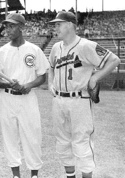 Del Crandall Milwaukee Braves 1955 Away Throwback Baseball Jersey jersey front view