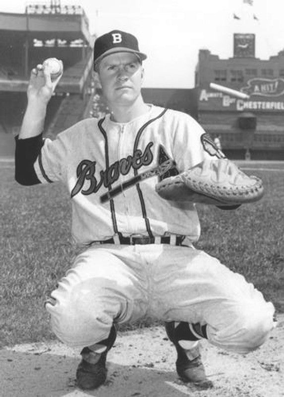 Del Crandall Milwaukee Braves 1955 Away Throwback Baseball Jersey jersey front view