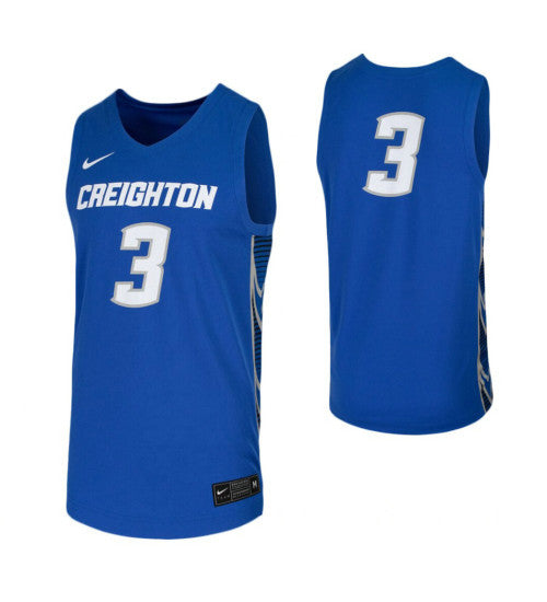 Creighton Bluejays 3 College Basketball Jersey Royal stitched basketball jersey for game day fanwear