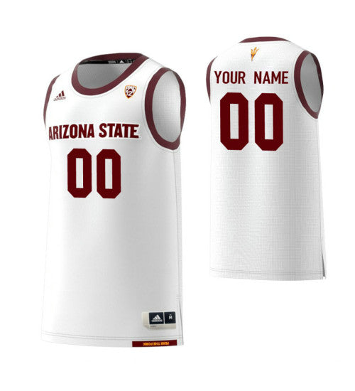 Arizona State Sun Devils 00 Custom College Basketball Jersey White stitched basketball jersey for game day fanwear