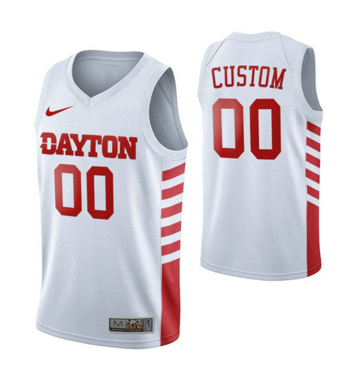 Dayton Flyers 00 Custom College Basketball Jersey White stitched basketball jersey for game day fanwear