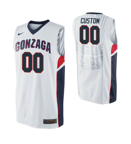 Gonzaga Bulldogs Custom College Basketball Jersey White 1562 stitched retro jersey