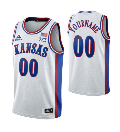 Kansas Jayhawks 00 Custom 1990S Throwback Jersey White stitched retro jersey