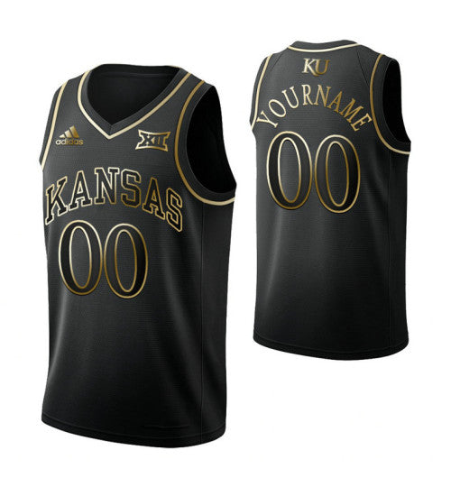 Kansas Jayhawks Custom College Basketball Golden Edition Jersey Black stitched retro jersey