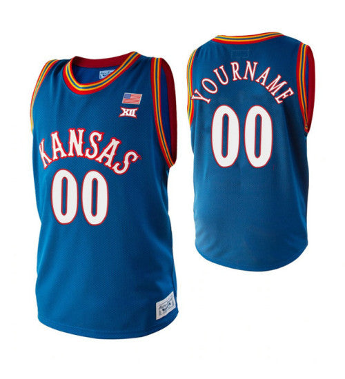 Kansas Jayhawks 00 Custom College Basketball Jersey Royal stitched retro jersey