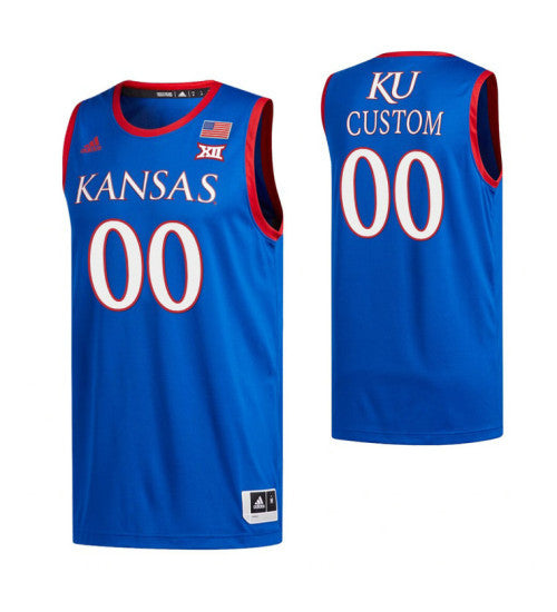 Kansas Jayhawks Custom College Basketball Jersey Royal stitched retro jersey