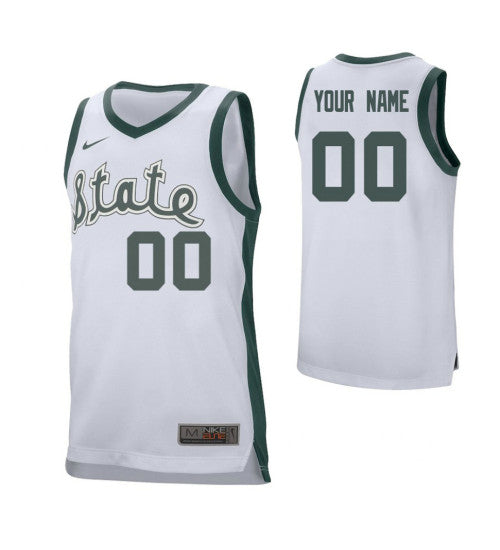 Michigan State Spartans Custom Retro Jersey White | Stitched Jersey RTJS 8692