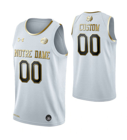 Notre Dame Fighting Irish Custom College Basketball Golden Edition Jersey White | Stitched Jersey RTJS 7815