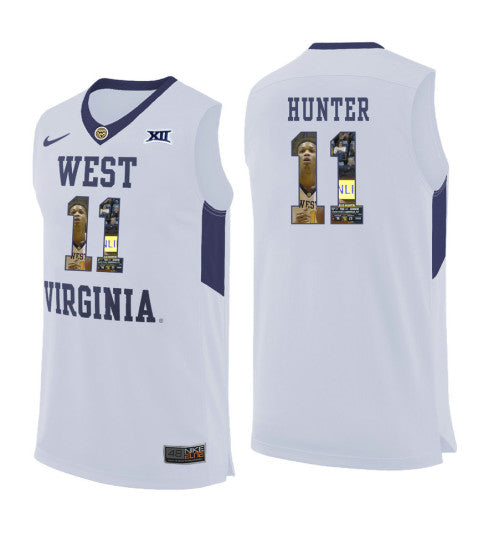 West Virginia Mountaineers Dangelo Hunter 11414 #11 White stitched throwback college basketball jersey