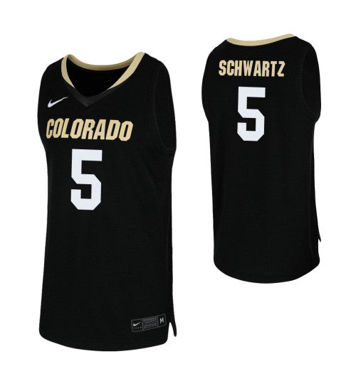 Colorado Buffaloes 5 Dshawn Schwartz Black College Basketball Jersey stitched basketball jersey for game day fanwear