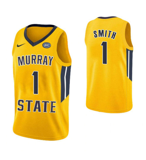 Murray State Racers #1 Daquan Smith College Basketball Jersey Yellow stitched college jersey