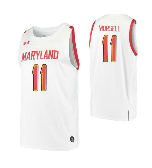 Maryland Terrapins 11 Darryl Morsell White College Basketball Jersey | Stitched Jersey RTJS 9079