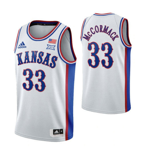Kansas Jayhawks 33 David Mccormack 1990S Throwback College Basketball Jersey White stitched retro jersey