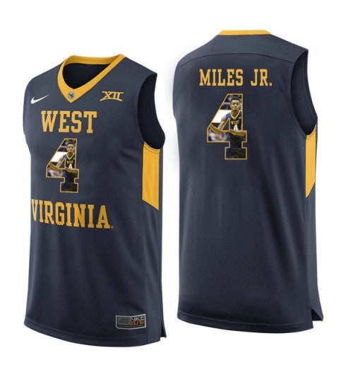 West Virginia Mountaineers Daxter Miles Jr 11496 #4 Navy stitched throwback college basketball jersey