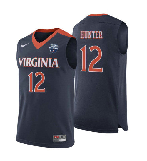 Deandre Hunter Virginia Cavaliers #12 Navy stitched throwback college basketball jersey