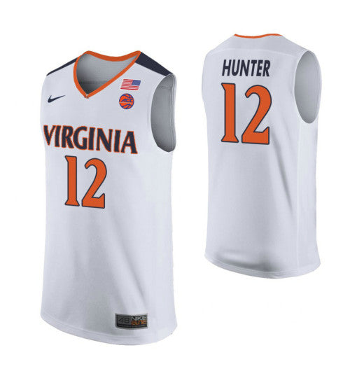 Hunter 11271 Virginia Cavaliers Deandre #12 White stitched throwback college basketball jersey