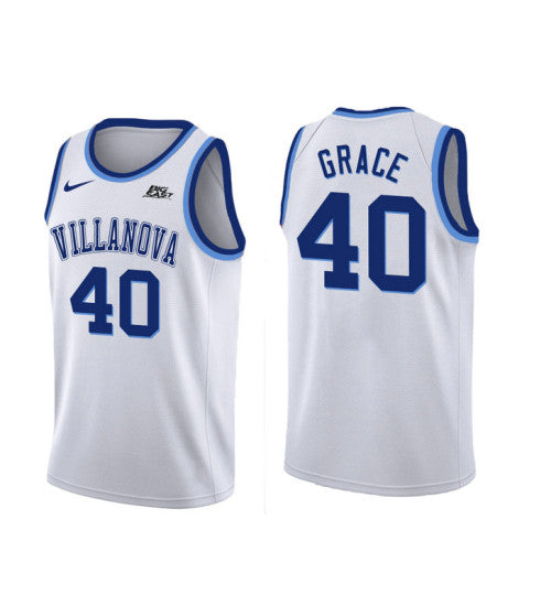Villanova Wildcats Denny Grace #40 White stitched throwback college basketball jersey