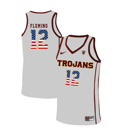 USC Trojans Devin Fleming 10944 #12 White stitched throwback college basketball jersey