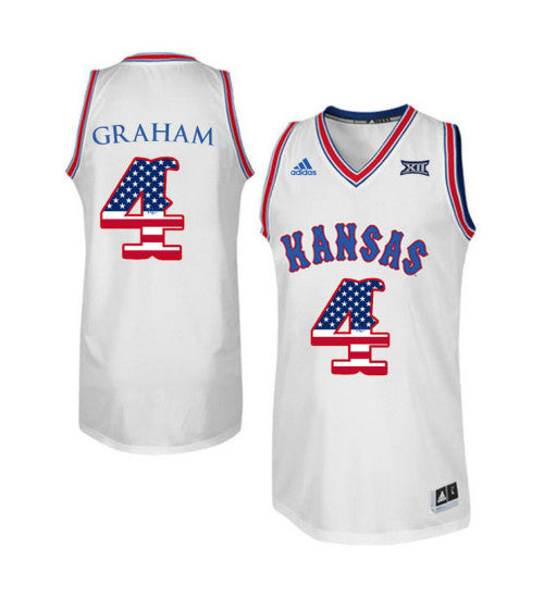 Kansas Jayhawks 4 Devonte Graham College Basketball Jersey White 2087 stitched retro jersey