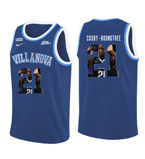 Villanova Wildcats Dhamir Cosby Roundtree 11180 #21 Blue stitched throwback college basketball jersey