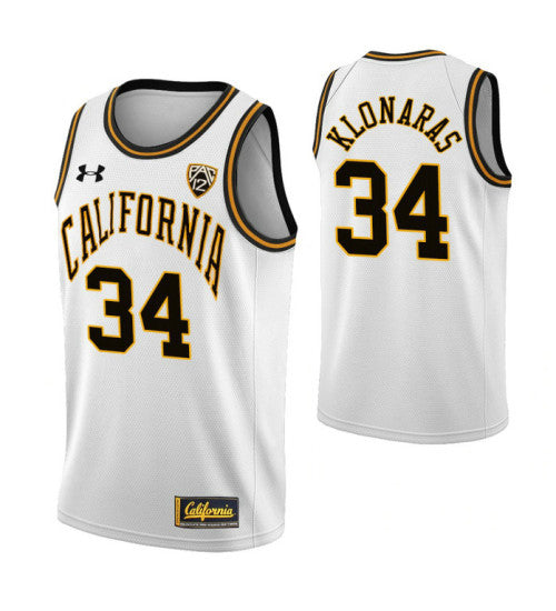 California Golden Bears 34 Dimitrios Klonaras Classic College Basketball Jersey White stitched basketball jersey for game