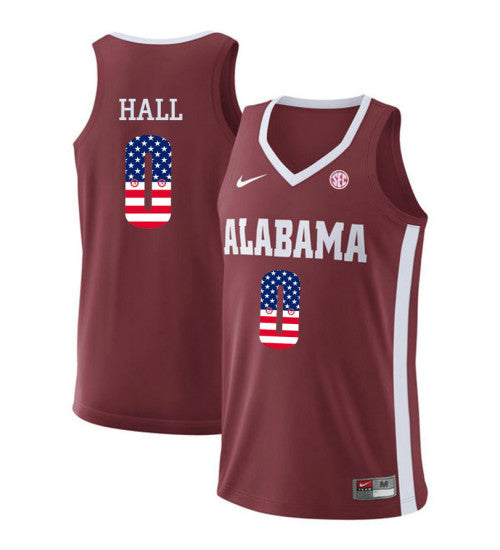 Alabama Crimson Tide 0 Donta Hall College Basketball Jersey Red 1 stitched basketball jersey for game day fanwear