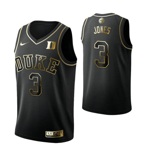 Duke Blue Devils Tre Jones Limited Golden Edition College Basketball Jersey Black stitched retro jersey