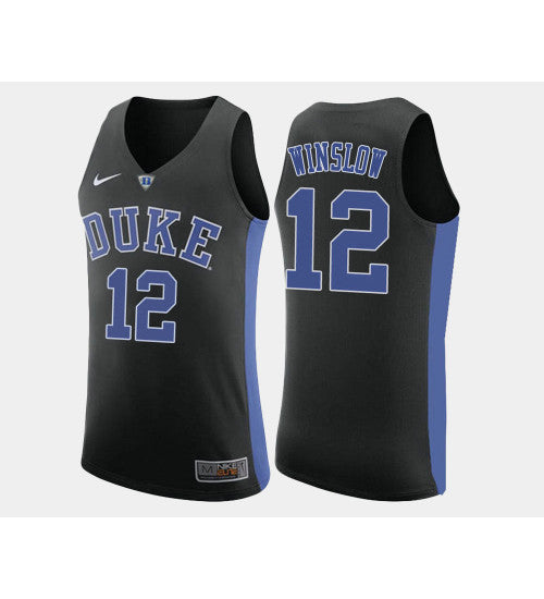 Duke Blue Devils 12 Justise Winslow Black Alternate College Basketball Jersey stitched basketball jersey for game day fanwear