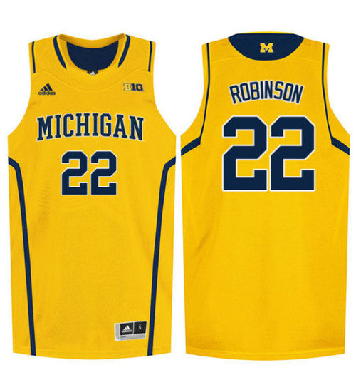 Michigan Wolverines 22 Duncan Robinson College Basketball Jersey Gold | Stitched Jersey RTJS 8576