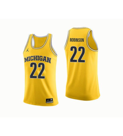 Michigan Wolverines #22 Duncan Robinson College Basketball Jersey Yellow 8992 stitched college jersey