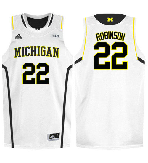 Michigan Wolverines #22 Duncan Robinson College Basketball Jersey White 8991 stitched college jersey