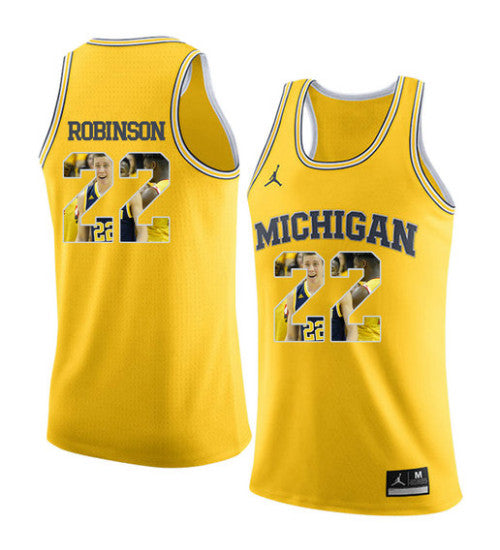 Michigan Wolverines 22 Duncan Robinson College Basketball Jersey Yellow 3178 | Stitched Jersey RTJS 8570