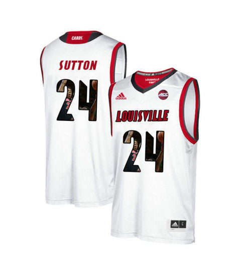 Louisville Cardinals 24 Dwayne Sutton College Basketball Jersey White stitched retro jersey