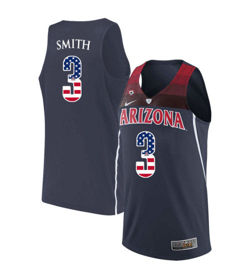 Arizona Wildcats 3 Dylan Smith College Basketball Jersey Navy 276 stitched basketball jersey for game day fanwear