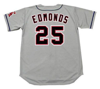 Jim Edmonds California Angels 1996 Throwback Away Baseball Stitched Jersey jersey front view