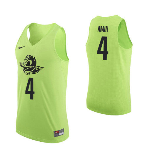 Oregon Ducks #4 Ehab Amin College Basketball Jersey Apple Green stitched college jersey