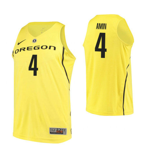 Oregon Ducks #4 Ehab Amin College Basketball Jersey Yellow stitched college jersey
