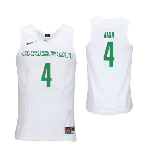Oregon Ducks Ehab Amin College Basketball Jersey White stitched college jersey