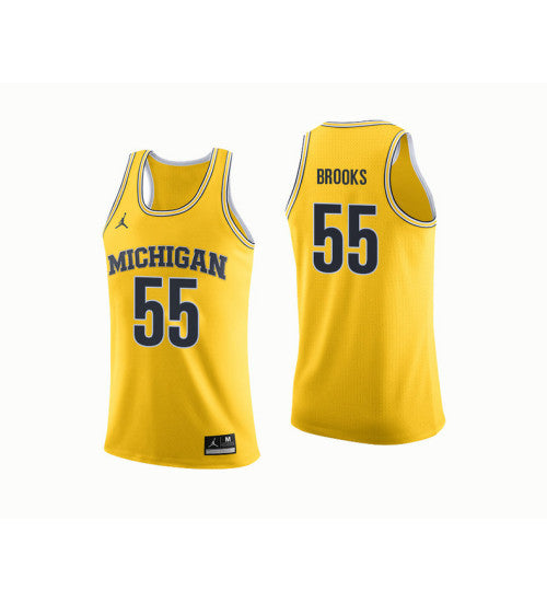 Michigan Wolverines #55 Eli Brooks College Basketball Jersey Yellow 9094 stitched college jersey