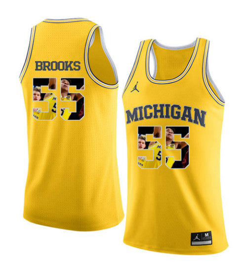 Michigan Wolverines 55 Eli Brooks College Basketball Jersey Yellow 3281 | Stitched Jersey RTJS 8467