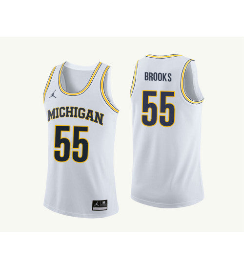 Michigan Wolverines #55 Eli Brooks College Basketball Jersey White 9093 stitched college jersey