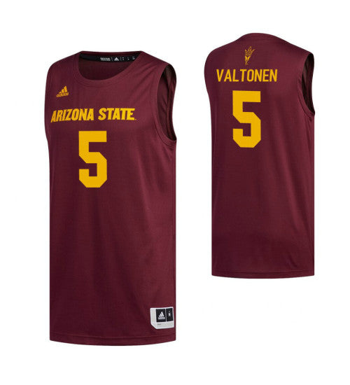 Arizona State Sun Devils 5 Elias Valtonen Maroon College Basketball Jersey | Stitched Jersey RTJS 5675