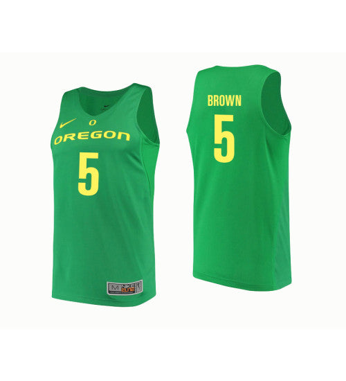 Oregon Ducks 5 Elijah Brown College Basketball Jersey Green | Stitched Jersey RTJS 7472