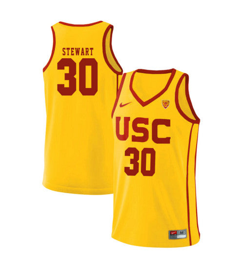 USC Trojans Elijah Stewart 11000 #30 Yellow stitched throwback college basketball jersey